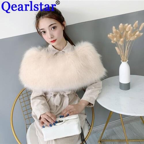 Qearlstar Faux raccoon Fur Elastic Wraps For Women Winter Pashmina Luxurious Bride Shawl Vest Wedding Party Warm Fur Stole ZKG14
