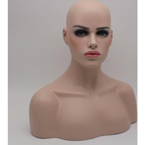 Female Realistic Fiberglass Mannequin Head Bust Sale For Wig Jewelry And Hat Display
