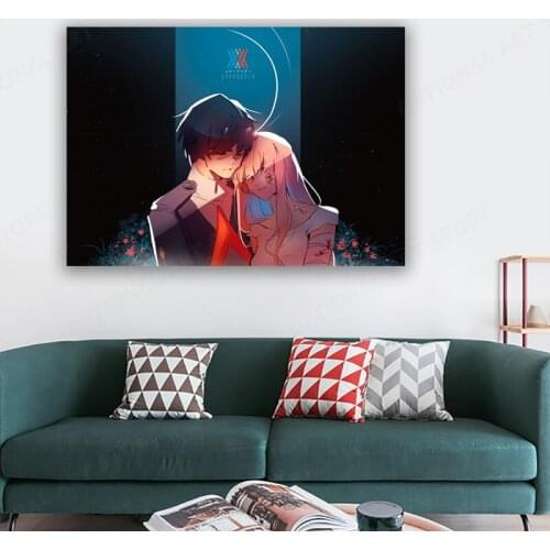 Anime Hiro Zero Two Canvas Decoration Prints Poster Pictures Home Decor Living room Bedroom Art Painting
