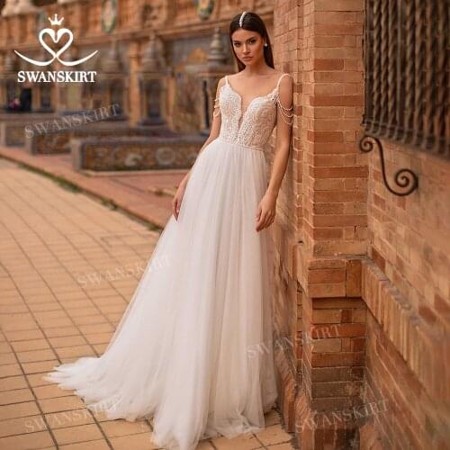 Romantic Pearls Wedding Dress 2021 Sweetheart Appliques A-Line Bridal Gown Princess Swanskirt N353 Customized Vestido De Novia