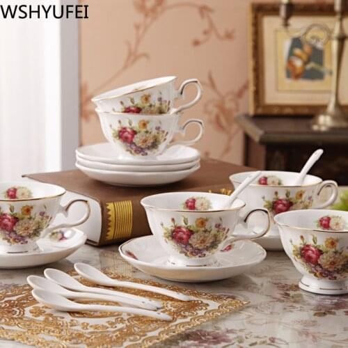 Luxury ceramic Mark cup Cafe Bar Mark cup Gold rim Afternoon tea cup and saucers spoon set Christmas utenciles Luxury Gifts