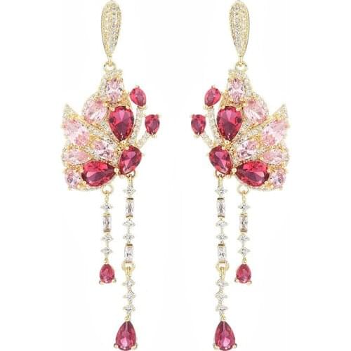 Cute Butterfly Tassel Eardrop Brand Designer Earrings Women Fashion Wedding Stud Earrings Silver Pin Cubic Zirconia Earring