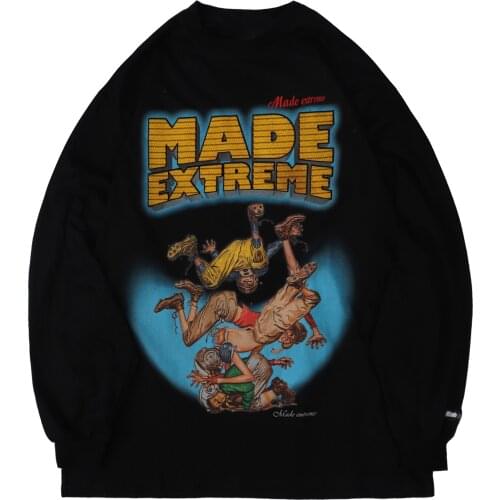 MADE extreme Retro Anime Character English Sweatshirt Men Hip Hop Streetwear Harajuku O-neck Pullover Sweatshirts Men Cotton Top
