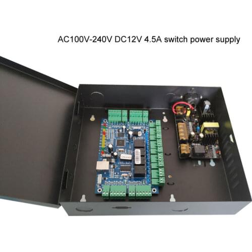 TCP/IP four Door Access Control with power case 110V/220V power supply support multi-access function Fire Alarm etc.sn:B04-set