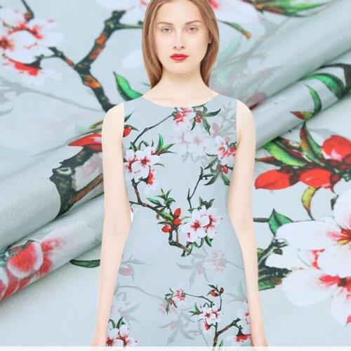 Natural 100% Mulberry Silk Crepe De Chine Fabric Printed Micro-transparent Shirt Dress Chinese Silk Fabric Wholesale Cloth Meter