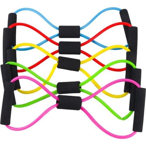 TPE 8 Word Fitness Yoga Gum Resistance Rubber Bands Fitness Elastic Band Fitness Equipment Expander Workout Gym Exercise Train