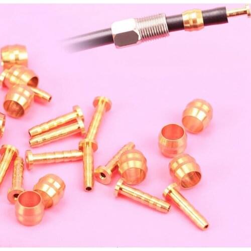 5 Pairs Bicycle Oil Brake Tube Copper Connector Mountain Bike Hydraulic Disc Brake Hose Pressing Ring+T Needle Tight Brake Cable