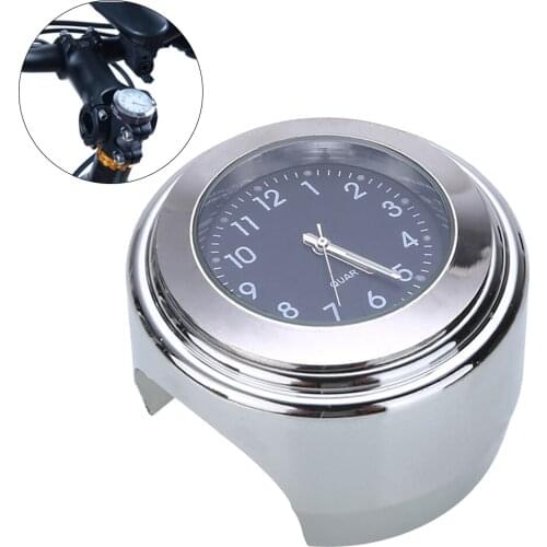Waterproof Handlebar Clock Alloy Motorcycle Clock Motorbike Accessories Black Dials Auto Replacement Installation Parts