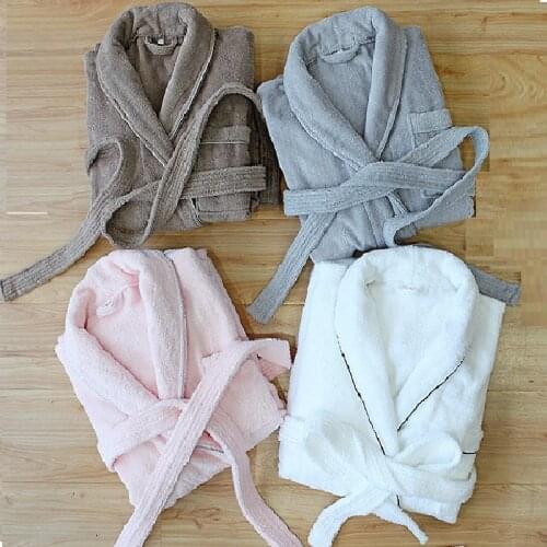 Five-star hotel Winter Thick pure cotton bathrobes sleepwear robes Unisex long-sleeve absorbent velvet bathrobe soft pijamas