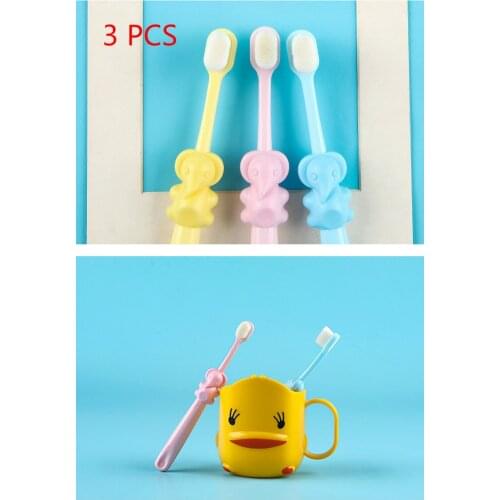 3pcs 2020 Childrens toothbrush with soft bristles2-10years old baby cartoon elephant PP PRT environmental protection and safety