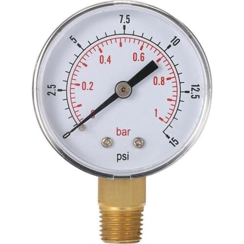 0~1bar 50mm Water Pressure Gauge Meter 1/4 inch NPT Thread Manometer TS-50-15psi