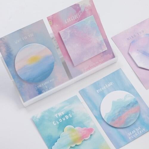 1PCS Watercolor Geometry Memo Pad Paper Notes Sticky Notes Message Pad Stationery Notes