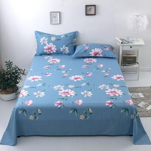 1pc 100% Cotton Floral Bed Sheets Double Queen Size Elastic Pliad Bed Protector No Fade No Shrink Washable Household Bedspreads