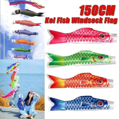 150cm Cartoon Fish Wind Sock Flag Colorful Japanese Style Windsock Carp Koinobori Gifts Fish Wind Streamer Home Party Decor