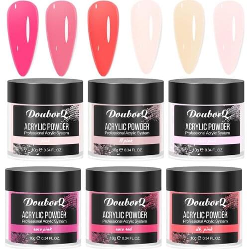 6 Colors 10g Crystal Powder Set Glitter Dipping Nail Carve Powder Nail Art Decoration Manicure Nail Powder