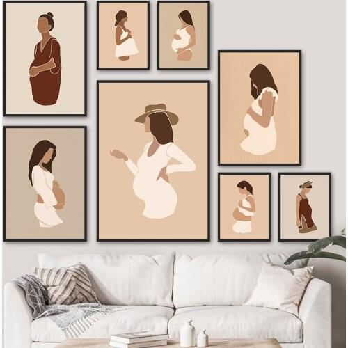 Woman Pregnancy Mom Baby Love Abstract Wall Art Canvas Painting Nordic Posters And Prints Wall Pictures For Living Room Decor
