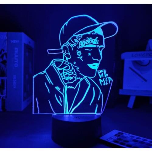 American Rapper Lil Peep for Fans Dropshipping 3d Lamp Celebrity Room Decor 3D Lamp Anime Figure Childrens Night Light Manga gi
