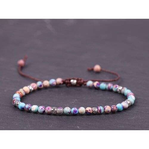 4mm Semi Precious Stone Beads Bracelets Japser Fancy Braided Friendship Bracelets Couples Yoga Bracelet For Women Jewelry Gifts
