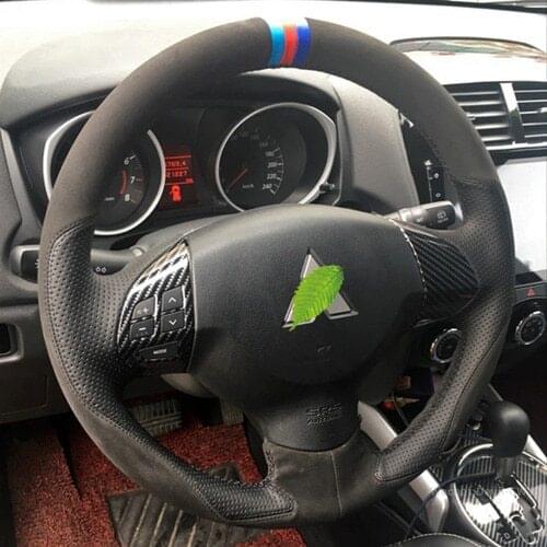 DIY hand-stitched leather car steering wheel cover for Mitsubishi ASX Eclipse lancer Pajero Sport Outlander Auto interior