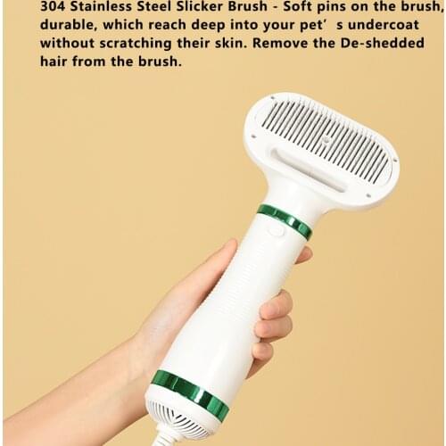 Pet Cats Dogs Hair Dryer 300W Adjustable 2-in-1 Pet Hair Brush Low Noise Handle Animal Grooming Blower Dog Cleaning Comb US Plug