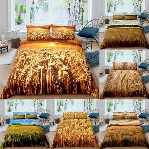 Bedding Set Wheat Field golden Printed Comforter Cover Set Comfortable Duvet Cover Bedcloth Twin Full Queen King Size no filling