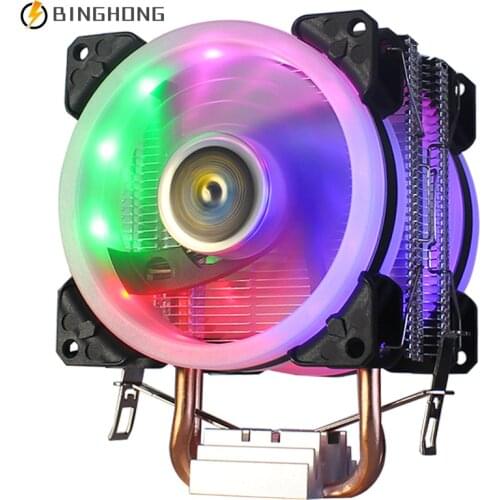BINGHONG 2 Heatpipes CPU Cooler 90mm 4PIN PWM Efficient CPU Cooling RGB Fans For LGA 775 1150 1151 1155 1156 1356 1366 AM3 AM4