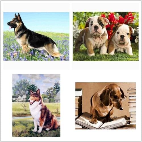 Kexinzu Diy Full 5D Square Round Diamond Painting Cross Stitch Drill Animal Dog Diamond 3D Embroidery Mosaic Home Decor Gift