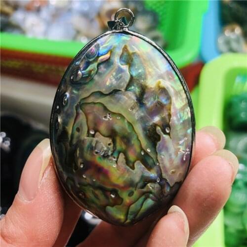 Natural abalone shell fossil healing mineral Reiki specimen art collection stone carving handicraft pendant