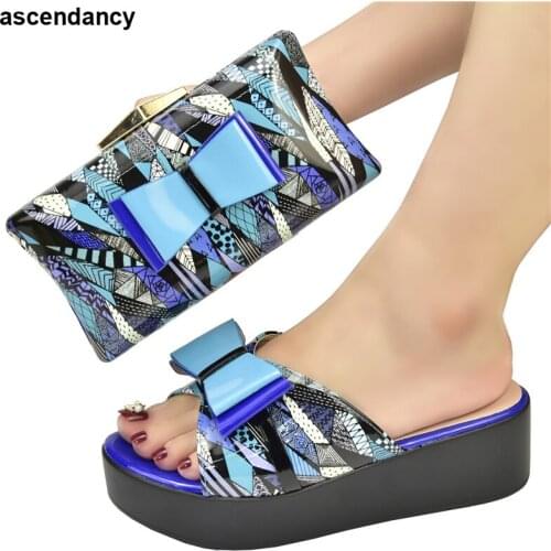 New Shoes and Bag for Party Wedding Womens Platform Heels Patent Leather Wedding Shoes for Women Bride Wedges Shoes for Women