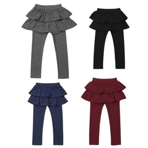 2-8Y Toddler Kids Baby Girls Culottes Leggings Ruffles Skirt Pants Pantskirt Clothes