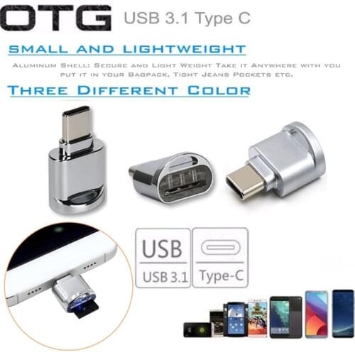Protable USB-C 3.1 Type C Male To Micro SD Female Adapters Converter Support Mini Memory Card Reader For SDHC SDXC TF Card