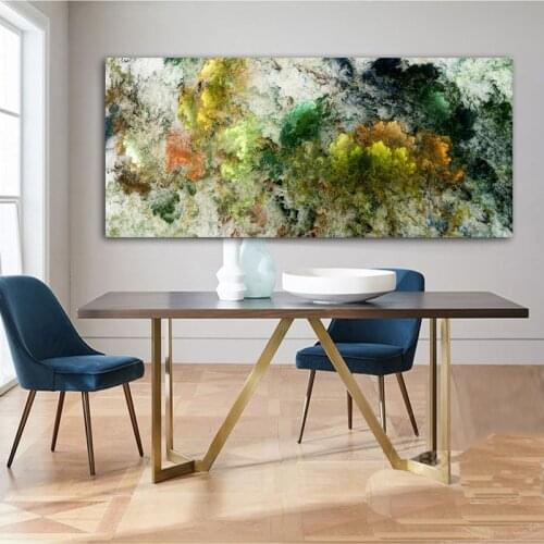 CHENFART Nordic Poster Green Landscape Oil Painting Abstract Wall Art Poster Painting Canvas Picture Wall Art For Living Room