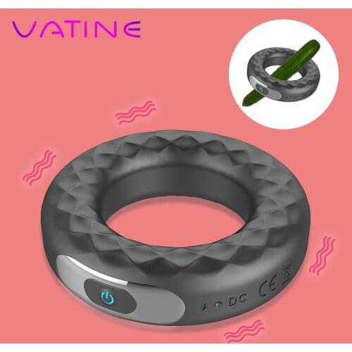 10 Frequency Erection Lock Ring Vibrating Penis Ring USB Rechargeable Cock Ring Delay Ejaculation Silicone Sex Toys for Men