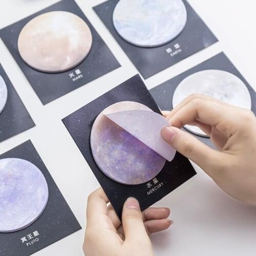 4Pcs Cute Planet Sticky Note Novelty Galaxy Space Memo Pad Notepad Kawaii Page Flag School Office Kawai Journal Thing Stationery