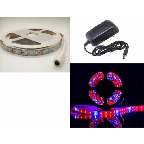 Led Grow Lamp 5050 Grow LED Flexible Strip Tape Light Aquarium Greenhouse Hydroponic Plant Growing Lamp And EU/US Power Adapter