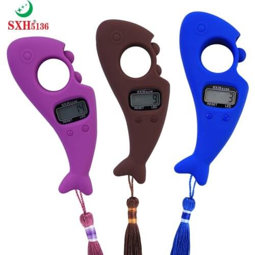 SXH5136 Factory Wholesale Fish Shape Electronics Digital Tally Counter with LED Tasbih Digital Bead Rosary