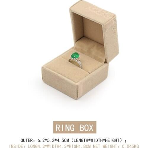 Embossed Flannel Beige Wedding Ring Jewelry Storage Box For Femal Earring Pendent Bracelet Display Case Lover Anniversary Gifts