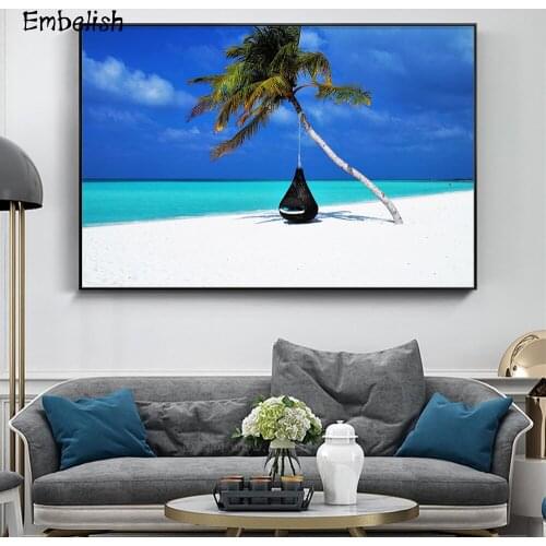 Embelish 1 Pieces Beach And Blue Sty Landscape Modern Home Decor Wall Art Pictures For Living Room HD Print On Canvas Paintings