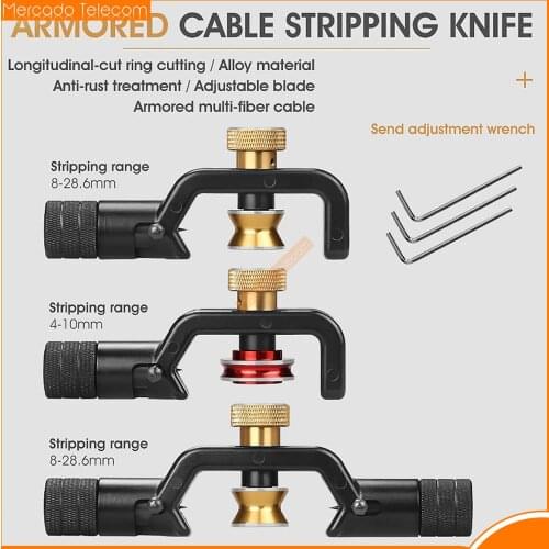 Armored ACS-2 cable Stripper 4-10mm & 8-28mm Optical Cable Slitter Fiber Optic Stripping Tool Jacket Slitter Sheath Cutter