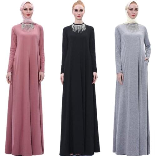 New Abaya Dubai Kaftan Turkey Robe Muslim Women Long Maxi Dress Rhinestone Abayas Arab Robe Party Gown Jilbab Islamic Clothing