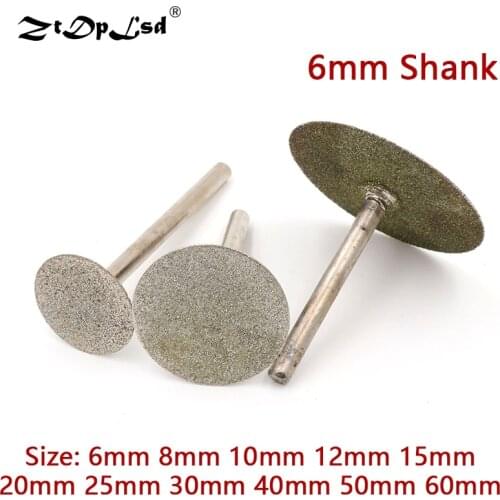 ZtDpLsd 1Pc 6mm Shank 80Grit Electroplated Thin Slice Diamond Grinding Head Burrs Drill Bit For Jade Dremel Rotary Cutting Tools