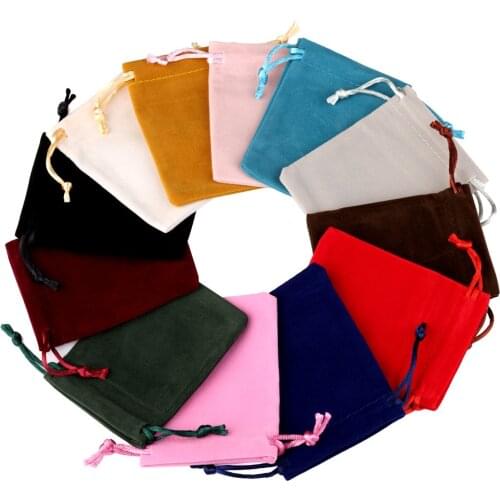 10pcs/lot Drawstring High Quality Velvet Bag Short Plush Multi-color For Jewelry Packaging Christmas/Wedding Portable Bags