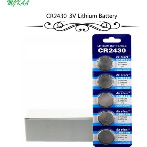 100Pcs=20Card CR2430 Button Batteries DL2430 BR2430 KL2430 Cell Coin Lithium Battery 3V CR 2430 For Watch Electronic Toy Remote