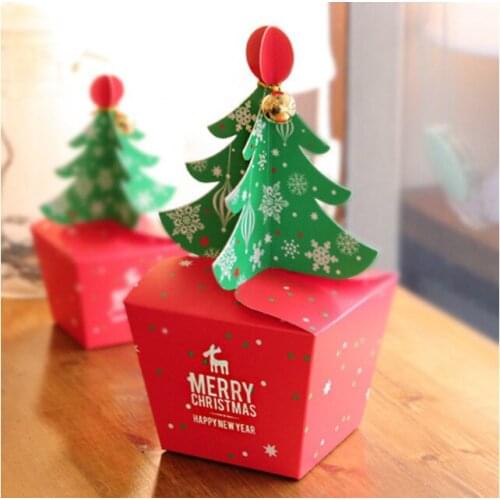 20pcs/lot christmas tree candy box Cookie Cholocate Boxes Merry Christmas box new year Present Gift bag christmas decoration
