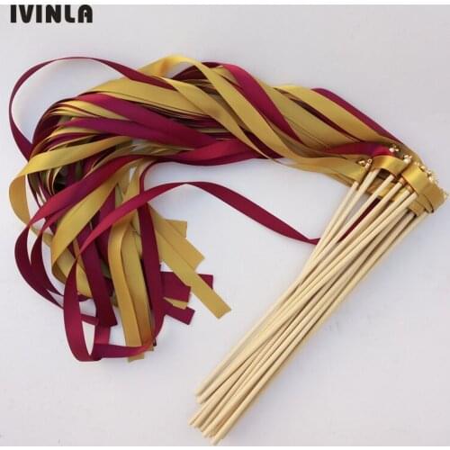 50pcs/lot gold wedding wands Twirling Streamers wedding ribbon stick for wedding decoration