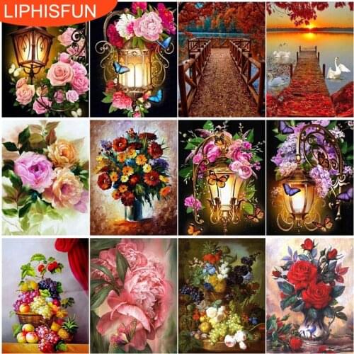 5D Diy Diamond Painting Full Drill Flowers Swans Square Round Rhinestone Diamond Embroidery Cross Stitch Home Decor