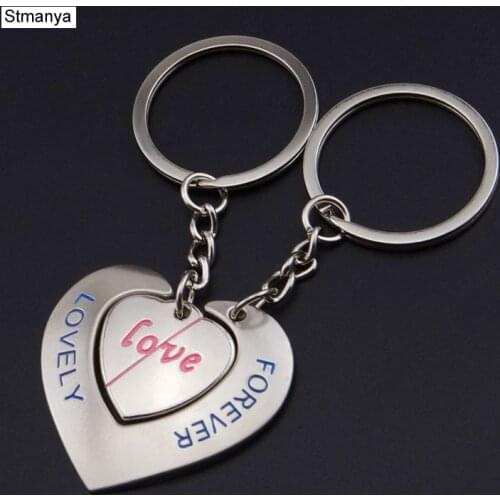 Hot Women Heart-shaped couples Top Quality Car Key Ring Business Charm Accessories New Men Best Gift Jewelry K1912