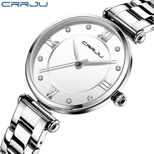 CRRJU New Stylish Women Watches Top Brand Luxury Rose Gold Simple Wristwatch Casual Quartz Waterproof Gifts Watch for ladies