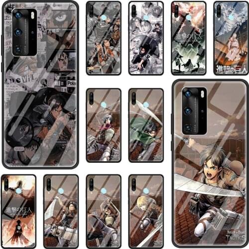 Japanese attack on Titan Phone Case for Huawei P Smart Z 2019 P30 P40 P20 Pro P10 Lite 2021 5G Tempered Glass Funda Shell Cover
