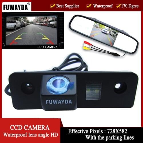 FUWAYDA Color Car Rear View Camera for Volkswagen SKODA ROOMSTER OCTAVIA TOUR FABIA ,with 4.3 Inch Rear view Mirror Monitor